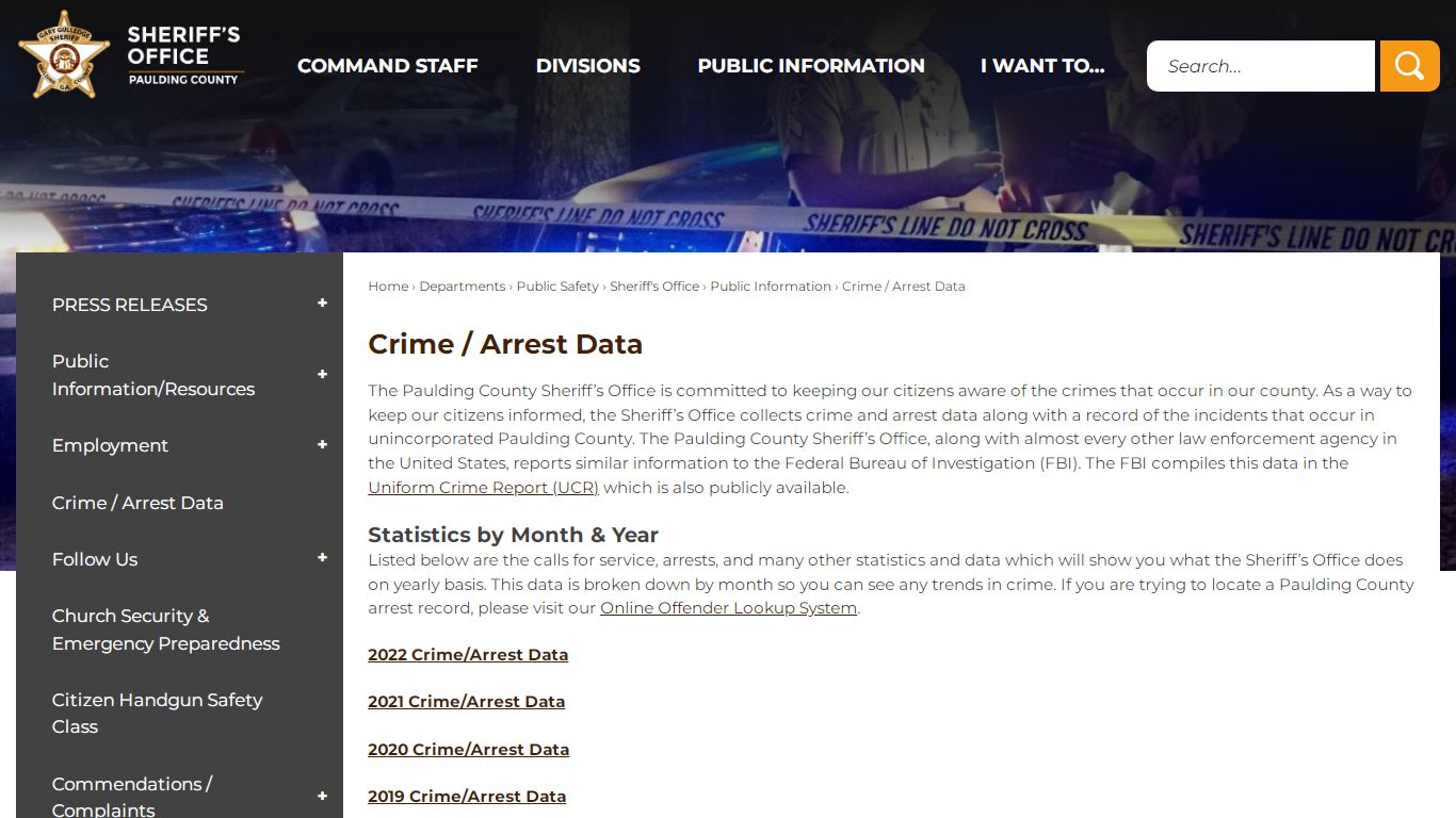 Crime / Arrest Data | Paulding County, GA