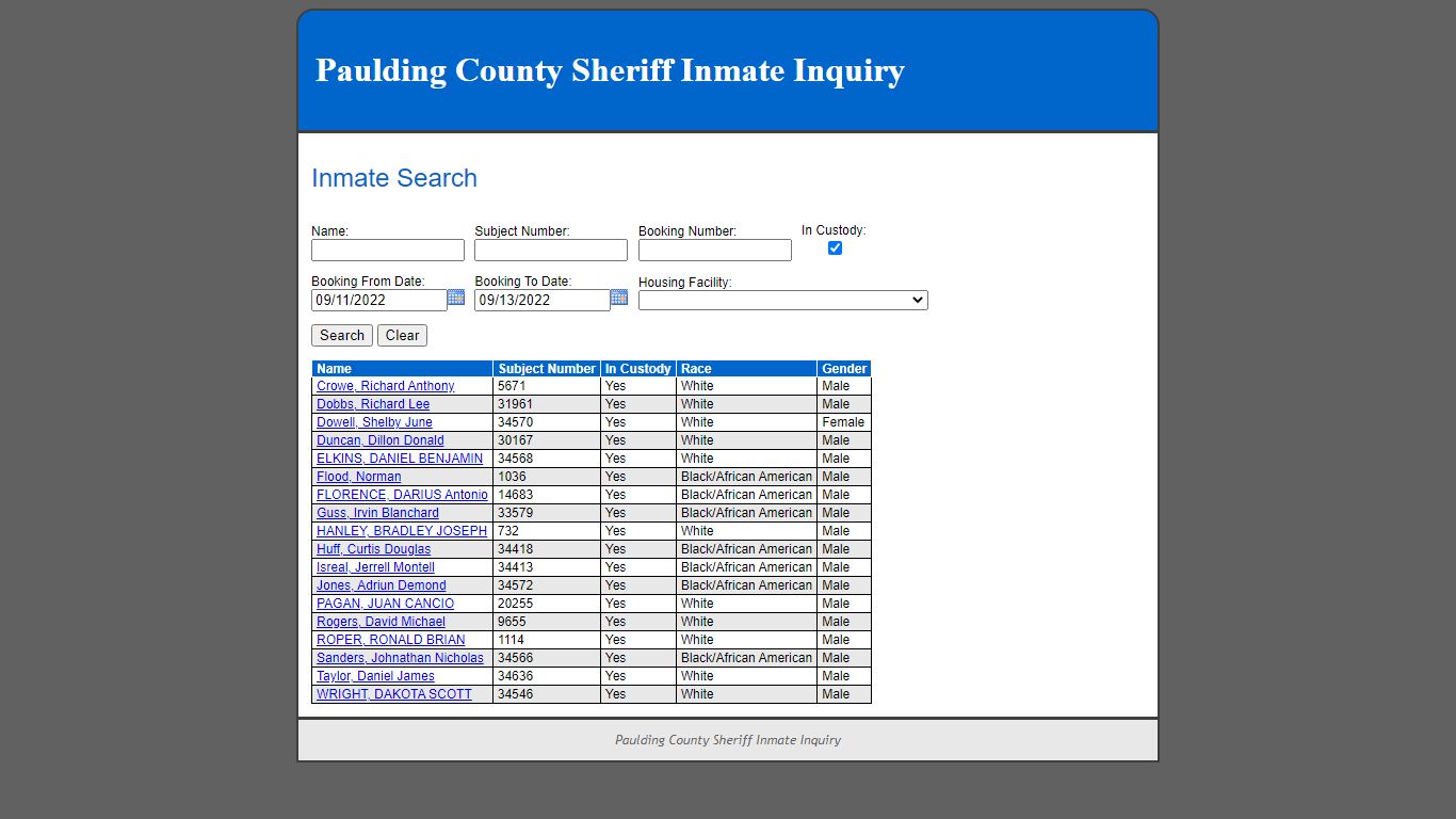 Inmate Search - Paulding County, Georgia