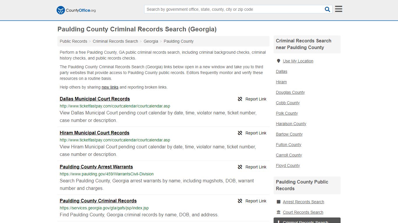 Paulding County Criminal Records Search (Georgia) - County Office